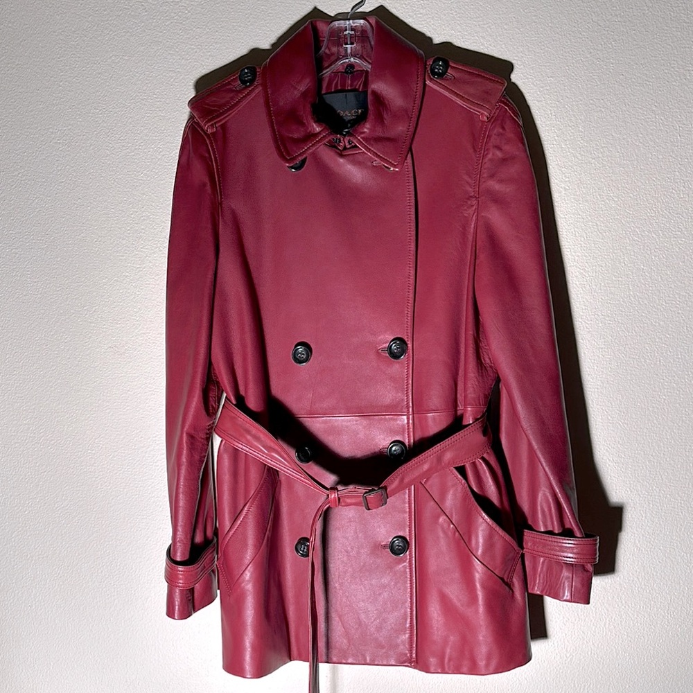 A beautiful Red Coach double breasted leather coat.